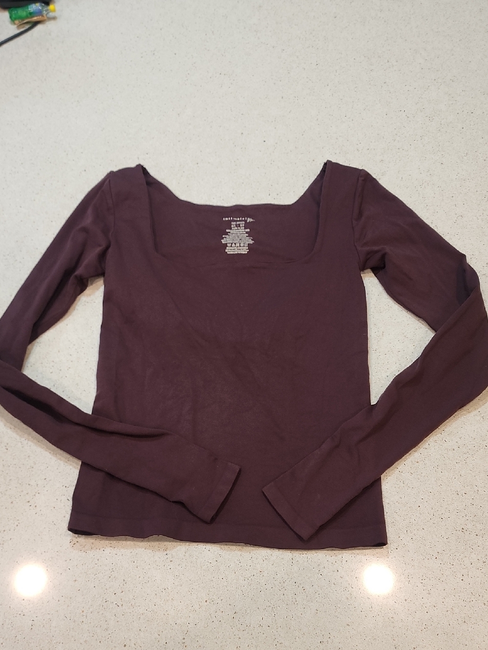 FLAW Intimately Free People Long Sleeve Square Neck Top - Plum Brown Xs S